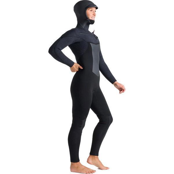 C-Skins Womens ReWired 6/5mm Chest Zip Hooded Wetsuit C-RW65WH - Black / Crimson